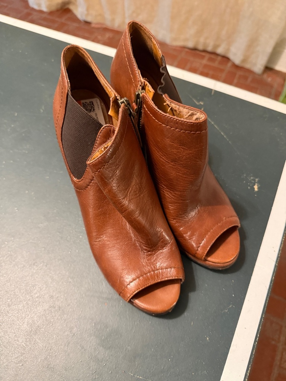 Nine West Brown Leather Peep-Toe Ankle Booties